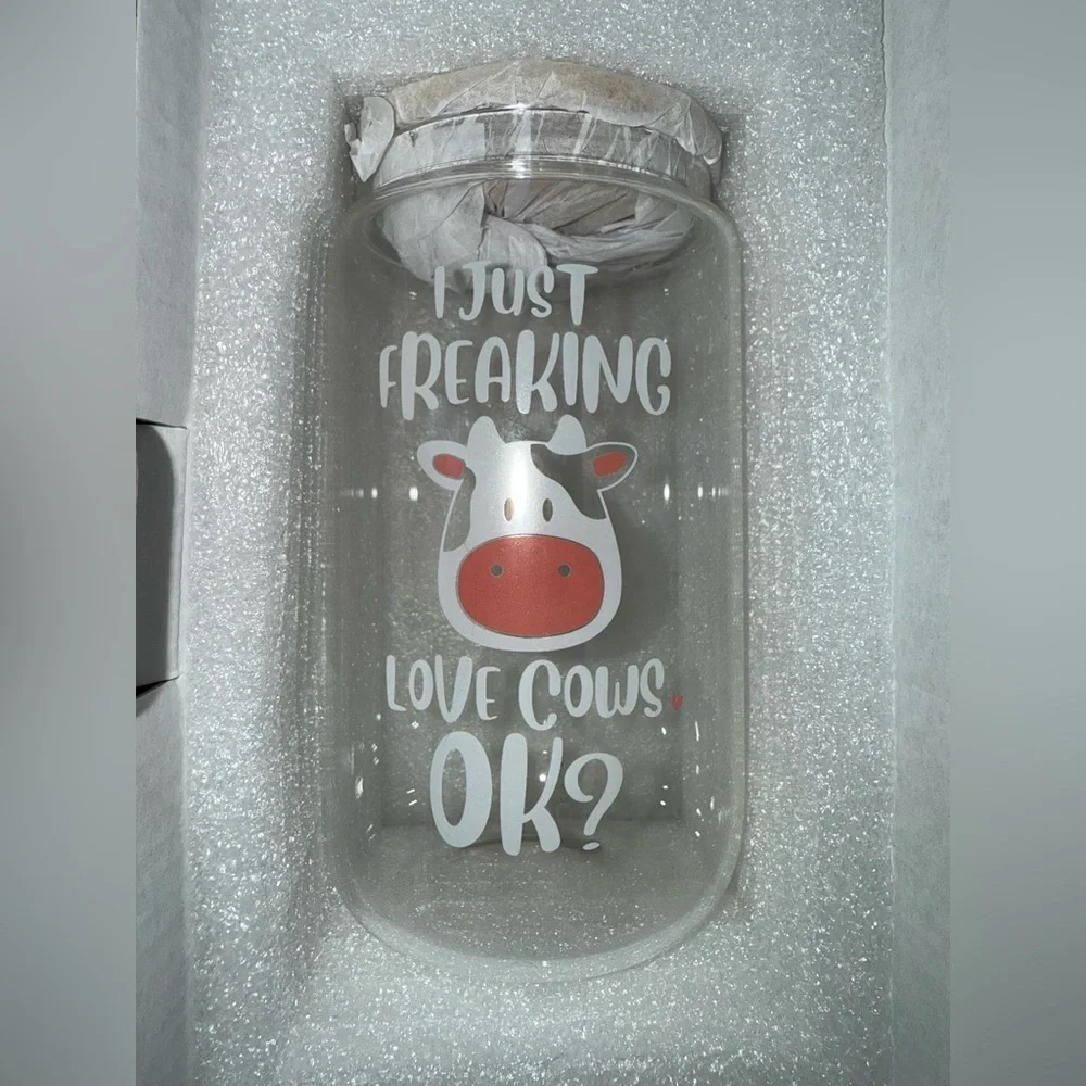 Cow-Themed Glass‎ Jar with Lid